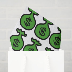 Green money bags pattern tissue paper