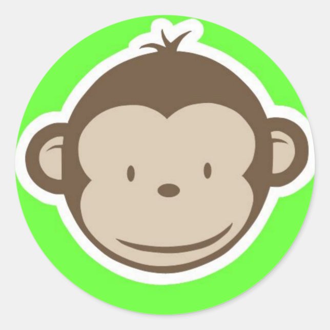 Green Monkey Classic Round Sticker (Front)