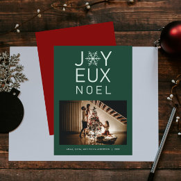 Green Monochrome Joyeux Noel Modern Holiday Card