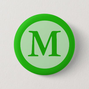 green Monogram 2 Inch Round Button