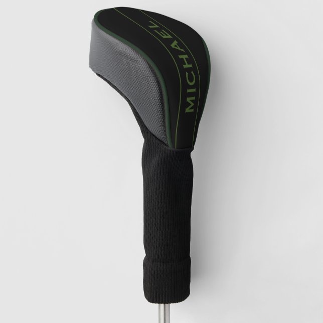 Green  Monogram and Name Personalized  Golf Head Cover (Angled)