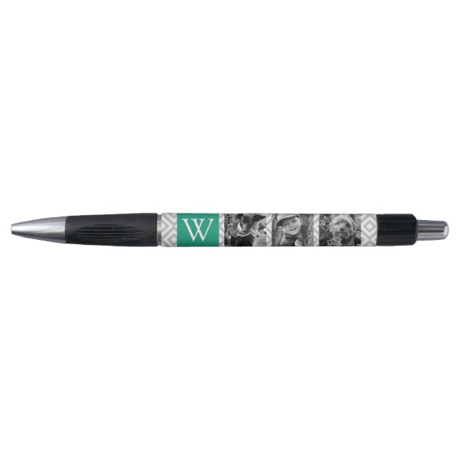 Green Monogram and Photo Collage Pen (Front)