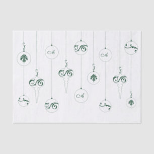 Green Monogram Bauble Hanging Ornaments Christmas Tissue Paper