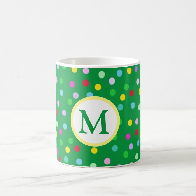 Green Monogram Christmas Coffee Mug (Center)