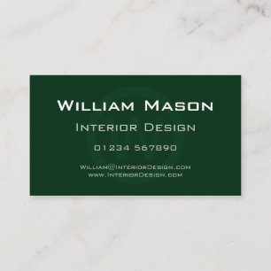 Green Monogram Circle - Professional Business Card
