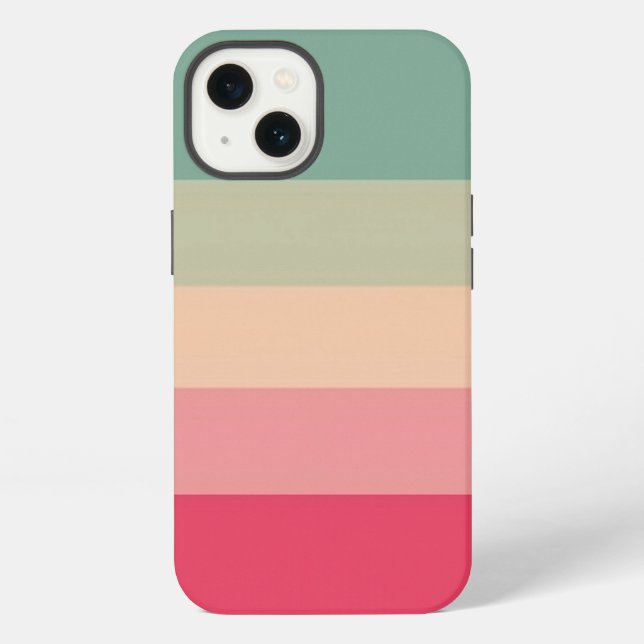 Green Monogram - Colorblock Horizontal Stripe Pink iPhone Case (Back)
