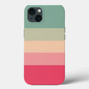 Green Monogram - Colorblock Horizontal Stripe Pink iPhone 13 Case