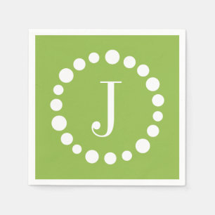 Green Monogram Customize J Initial Paper Napkins
