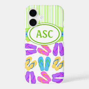 Green Monogram Flip Flops iPhone 7 Case