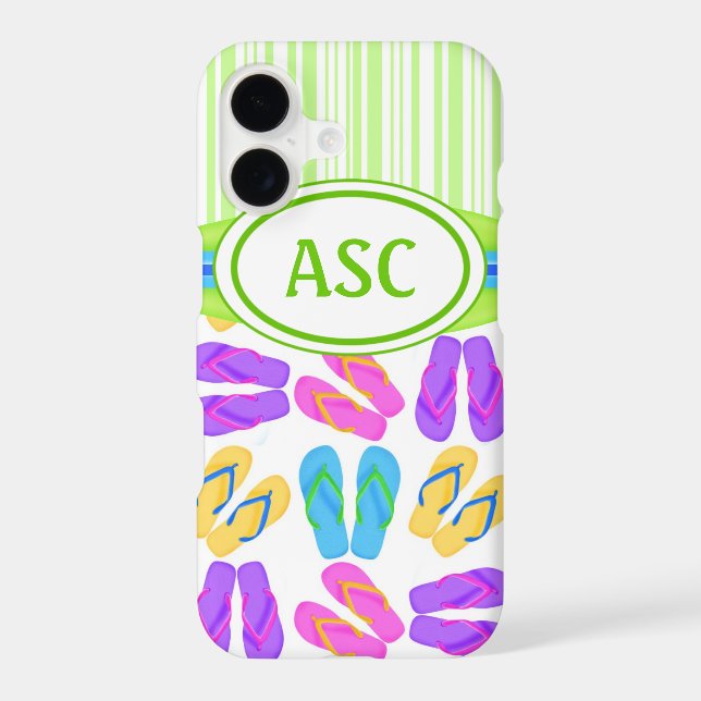 Green Monogram Flip Flops iPhone 7 Case (Back)