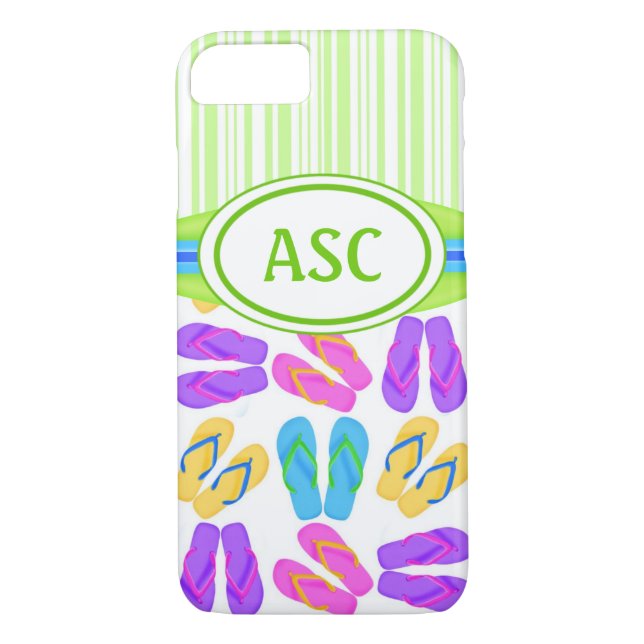 Green Monogram Flip Flops iPhone 7 Case (Back)