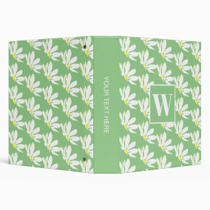 Green Monogram Floral Botanical  Binder