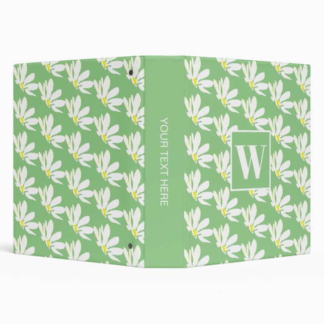 Green Monogram Floral Botanical  Binder (Background)