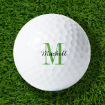 Green Monogram Initial and Name Personalized Golf Balls<br><div class="desc">Elevate your golf game with our custom golf balls, personalized with a simple classic monogram initial and a script name overlay. Choose from a wide selection of colours to create a timeless design that’s truly unique. These golf balls make a perfect gift for any occasion, whether it’s Christmas, Father’s Day,...</div>