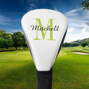 Green Monogram Initial and Name Personalized Golf Head Cover