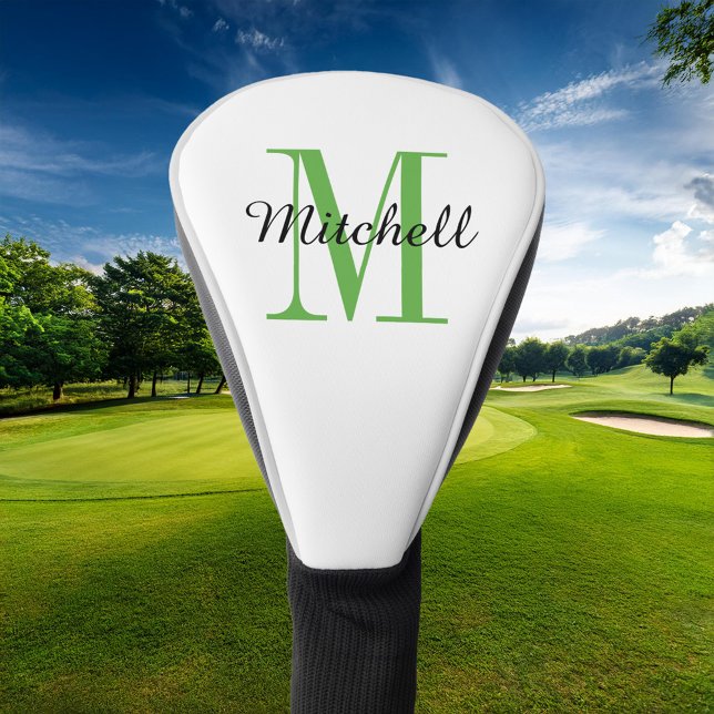 Green Monogram Initial and Name Personalized Golf Head Cover (Creator Uploaded)