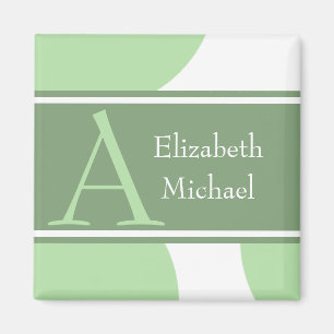 Green Monogram Initial Wedding Magnet
