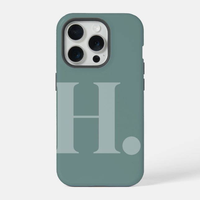 Green Monogram Letter Basic Colour Minimalist Styl iPhone Case (Back)