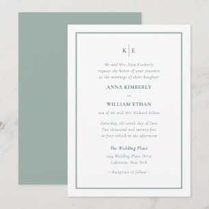 Green Monogram Parents of the Bride Invitation