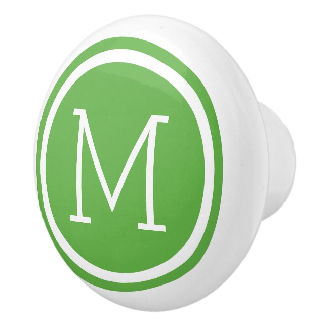 Green Monogram Personalized Drawer Knob (Right)