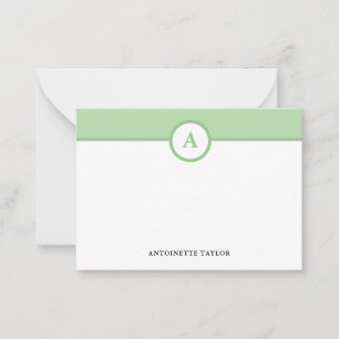 Green Monogram Personalized Note Cards