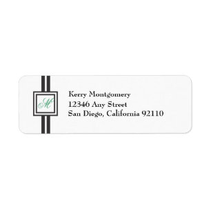 Green Monogram Striped Return Address Label
