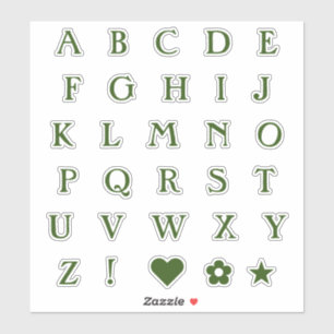 Green Monogram Text Letters   Alphabet Heart Star