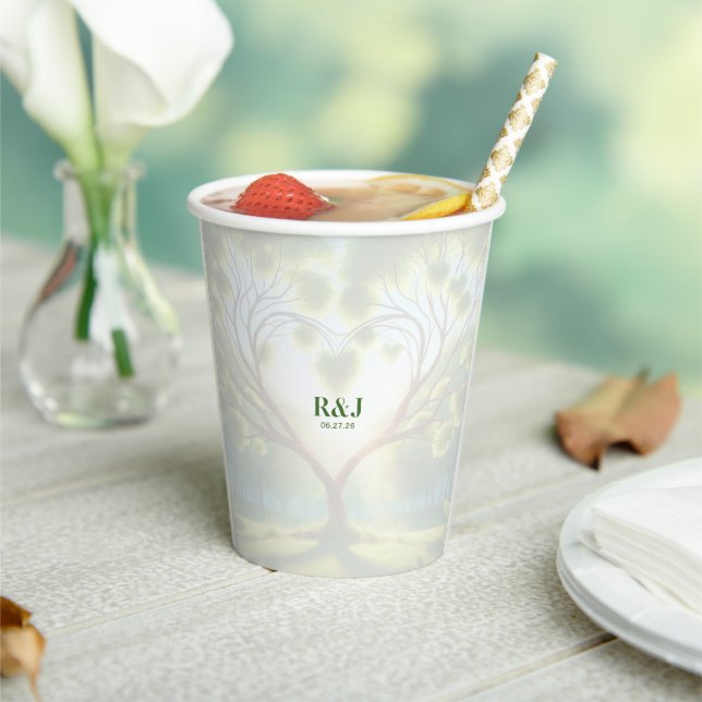 Green Monogram Wedding Paper cup (Insitu)