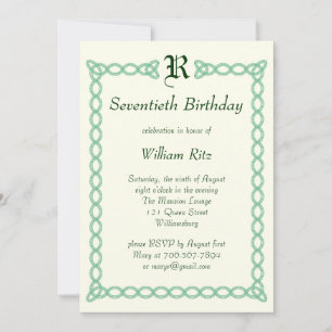 Green Monogrammed Birthday Invitation