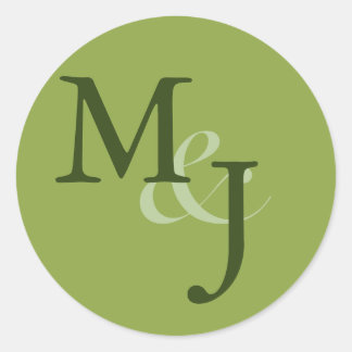 Green Monogrammed Initials Sticker Envelope Seals