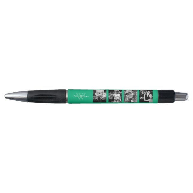 Green Monogrammed Photo Collage Pen (Front)