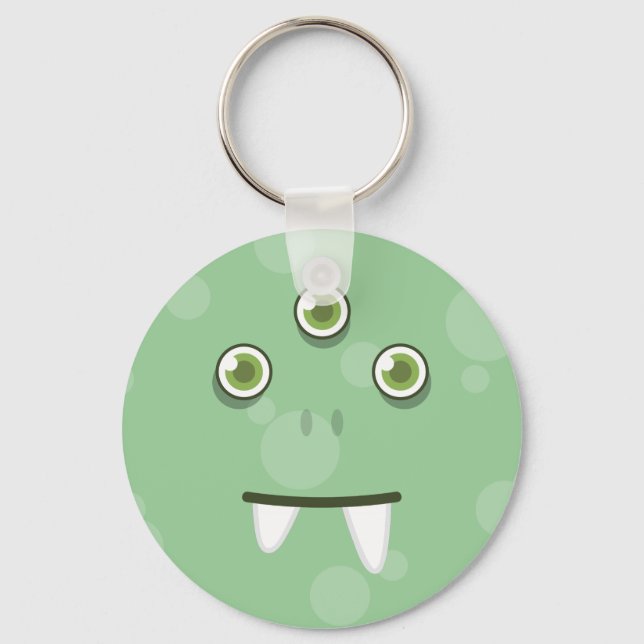 Green Monster Face Keychain (Front)