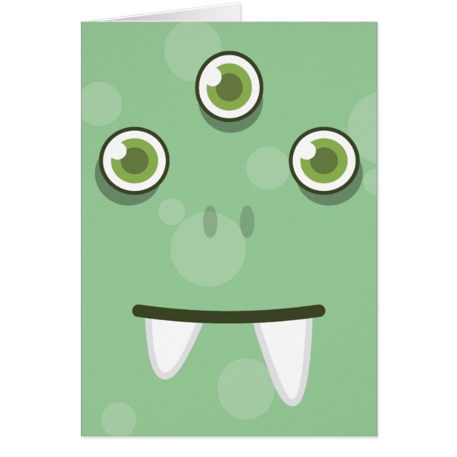 Green Monster Face Note Card (Front)