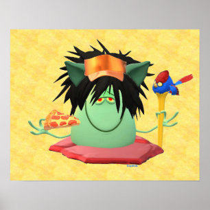 Green Monster Pizza Character Animated Poster