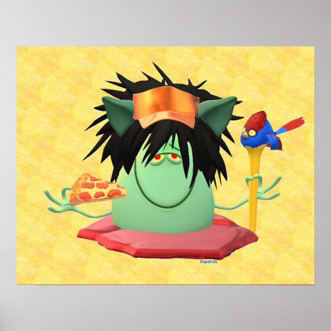 Green Monster Pizza Character Animated  Poster (Front)