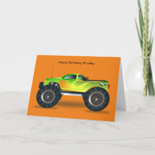 Green Monster Truck Birthday Card