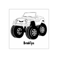 Green monster truck cartoon illustration