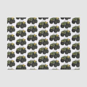 Green monster truck cartoon illustration  tissue paper