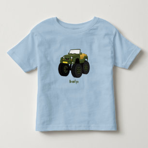Green monster truck cartoon illustration toddler t-shirt