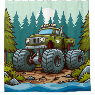 Green Monster Truck in the forest