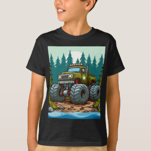 Green Monster Truck in the forest T-Shirt