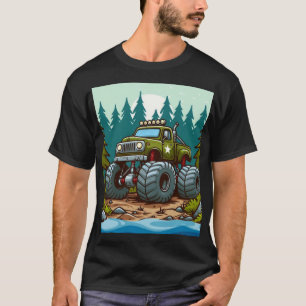 Green Monster Truck in the forest T-Shirt