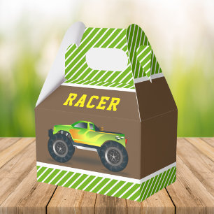 Green Monster Truck Kids Birthday Party Favor Box