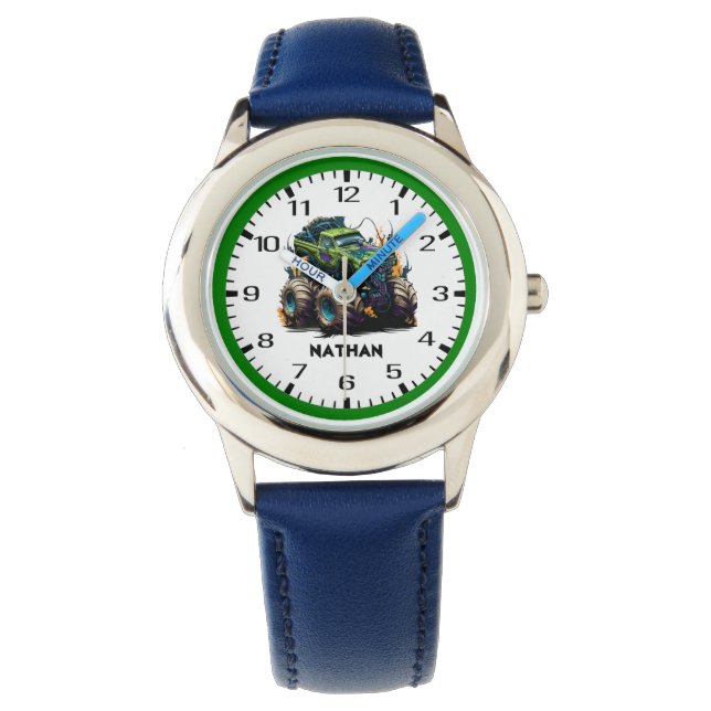 Green Monster Truck Kids Watch (Front)