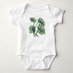 Green Monstera Leaf Baby Bodysuit