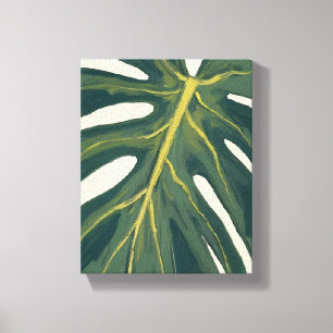 Green Monstera Leaf Botanical Plant Watercolor Canvas Print