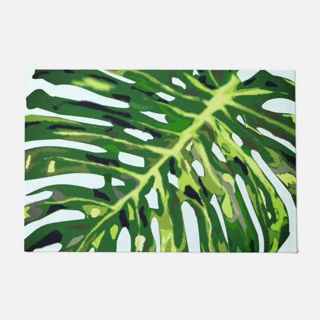 Green Monstera Leaf Doormat (Front)