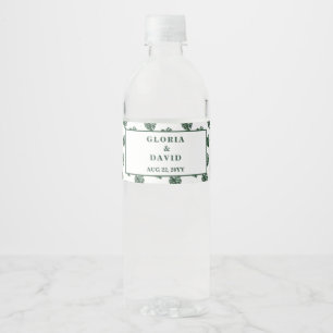 Green Monstera Leaf  Wedding  Water Bottle Label