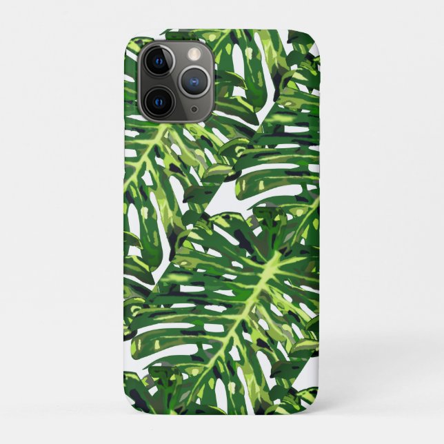Green Monstera Leaves iPhone Case (Back)