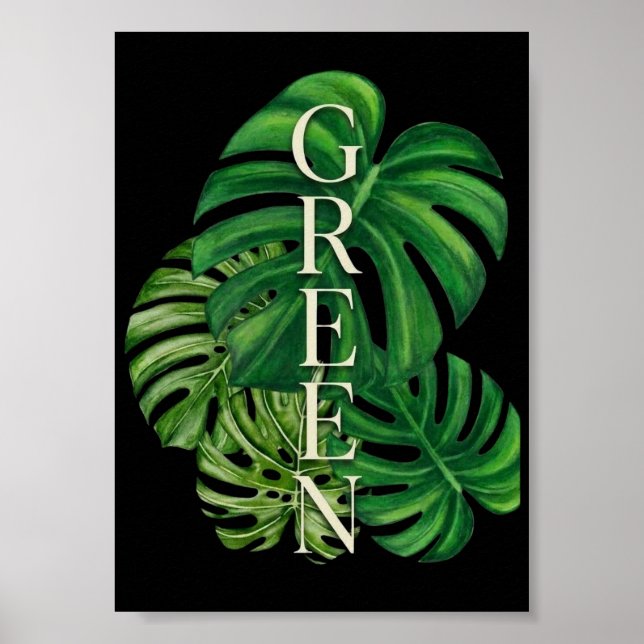 Green Monstera Leaves Poster (Front)